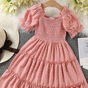 SHEIN Pink Ruffled Kids Dress